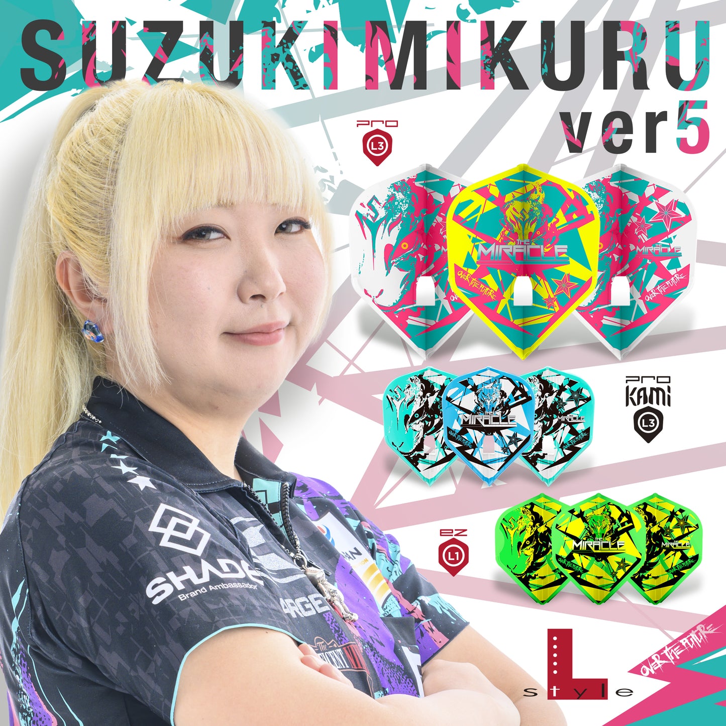 L-Style L1EZ (No2) Mikuru Suzuki v5 Standard Flights - Neon Green
