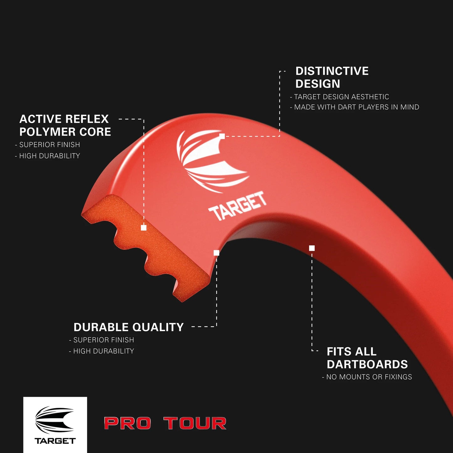 Target Darts Professional Pro Tour Dartboard Surround - Red