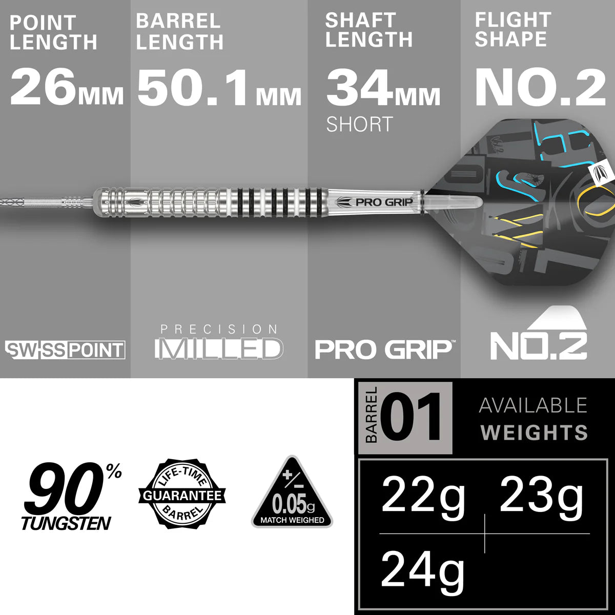 Target Darts Chris Dobey G1 90% Tungsten SP Steel Tip Darts