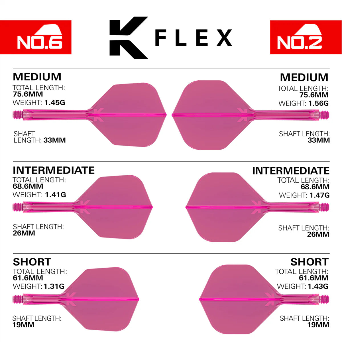 Target Darts K-Flex Flight System No6 - Neon Pink