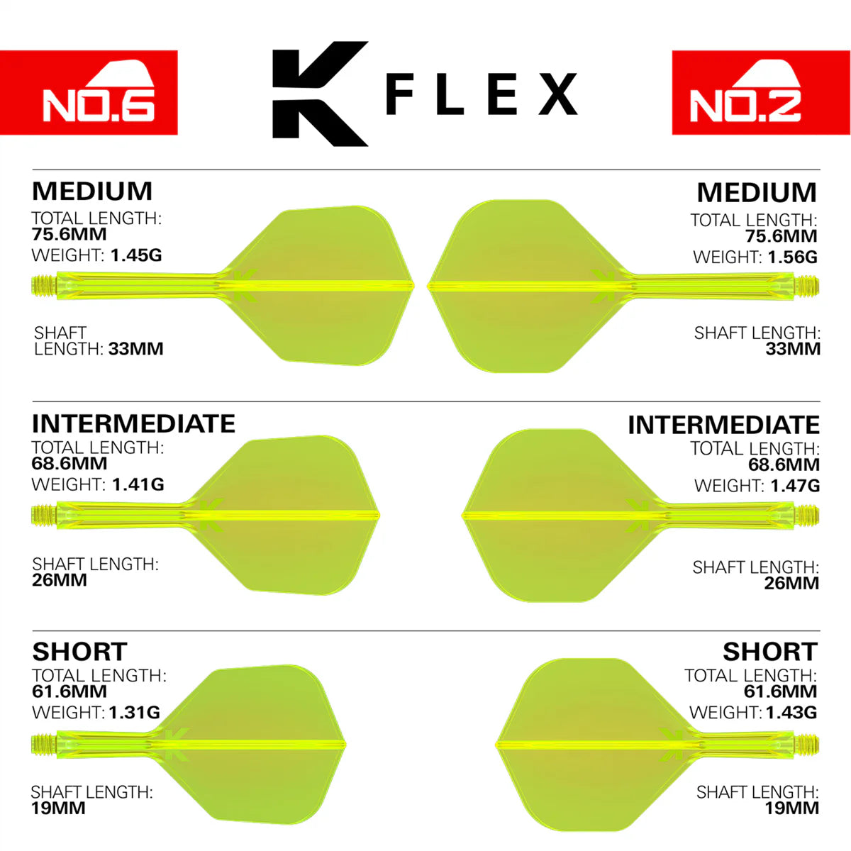 Target Darts K-Flex Flight System No6 - Neon Yellow