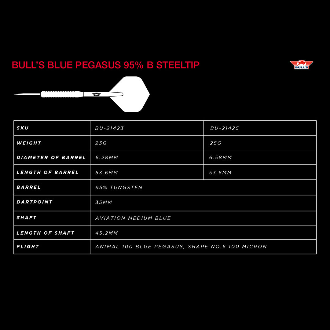 Bull's NL Blue Pegasus B 95% Tungsten Steel Tip Darts