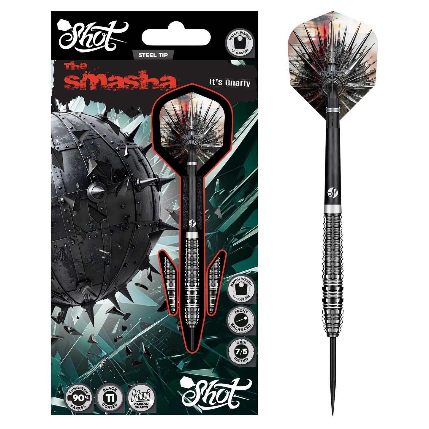 Shot Darts Gnarly Smasha Steel Tip Darts 90% Tungsten