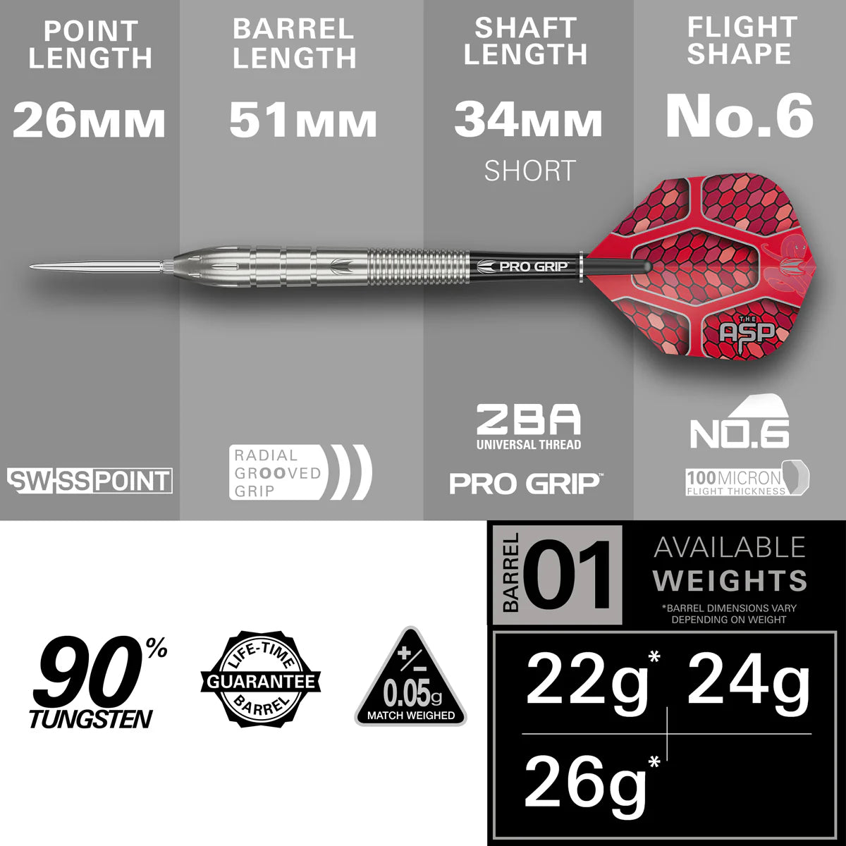 Target Darts Nathan Aspinall Gen 1 90% Tungsten SP Steel Tip Darts