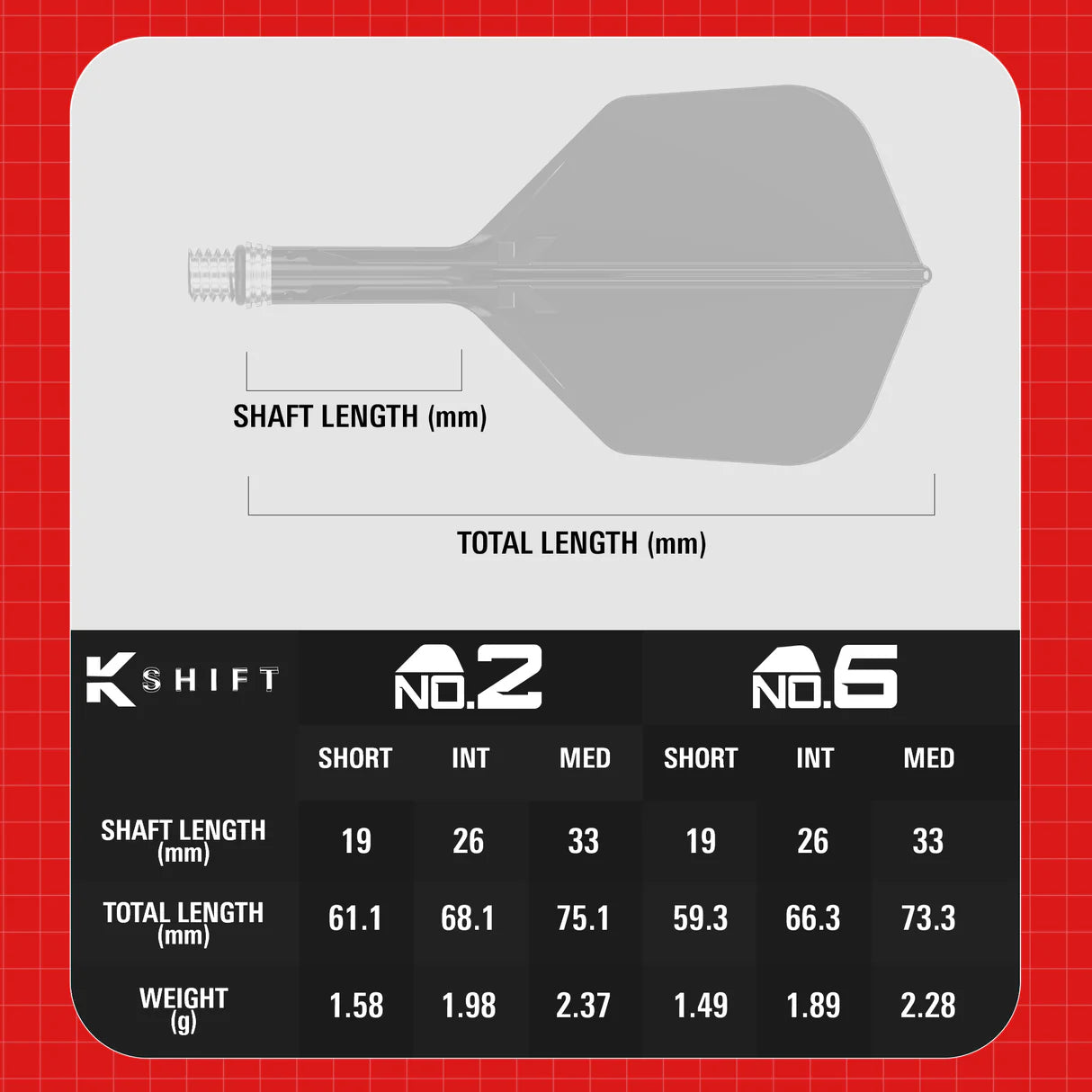 Target K-Shift White No6 Spinning Integrated Flights & Shafts