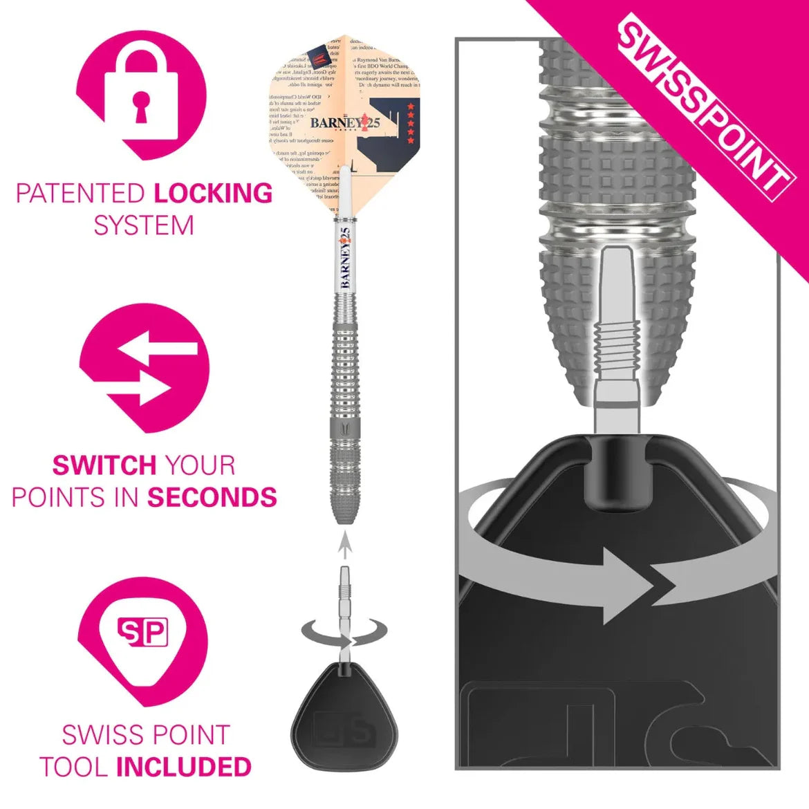 Target Darts Barney 25 95% Tungsten Steel Tip Darts