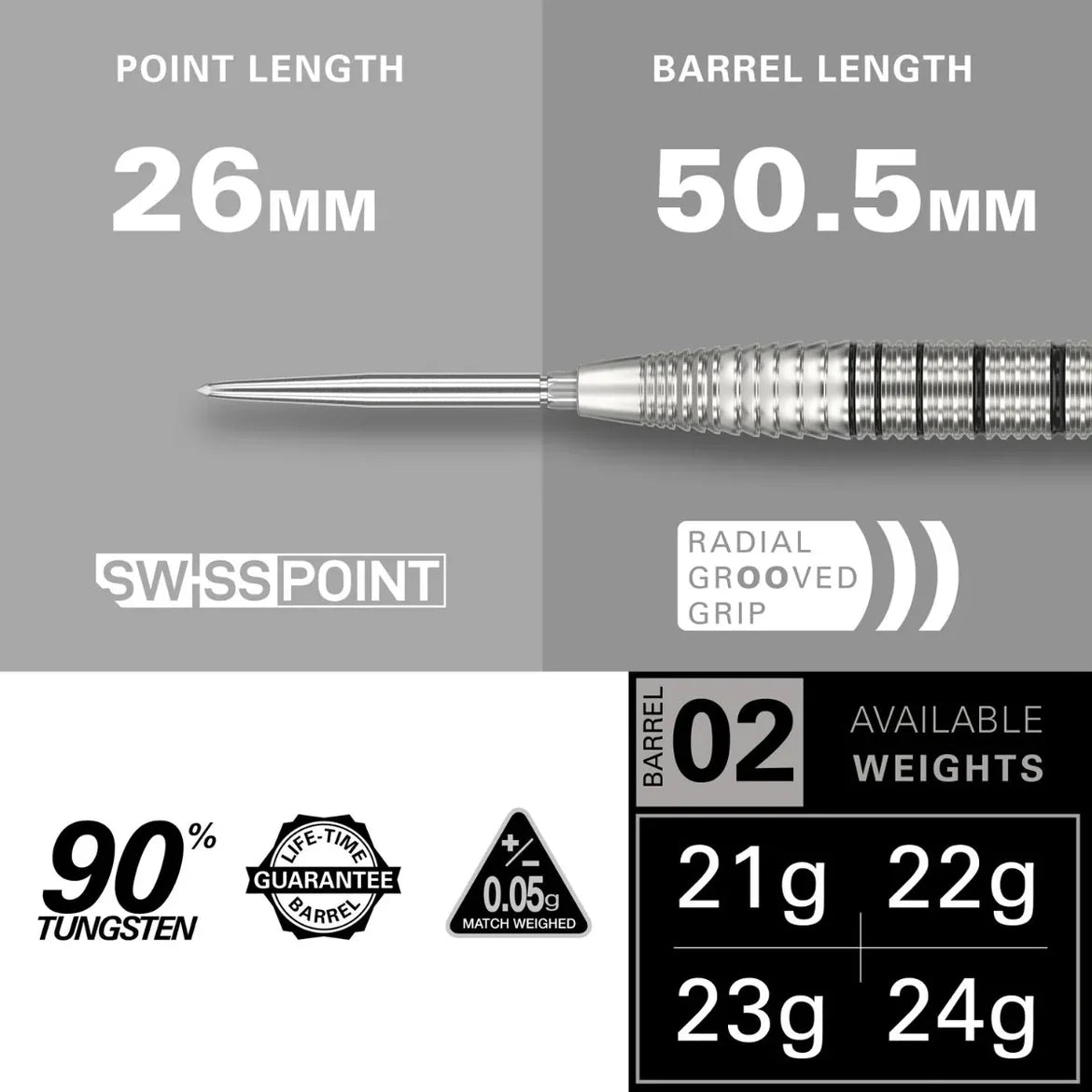 Target Darts Exo 02 90% Tungsten SP Steel Tip Darts