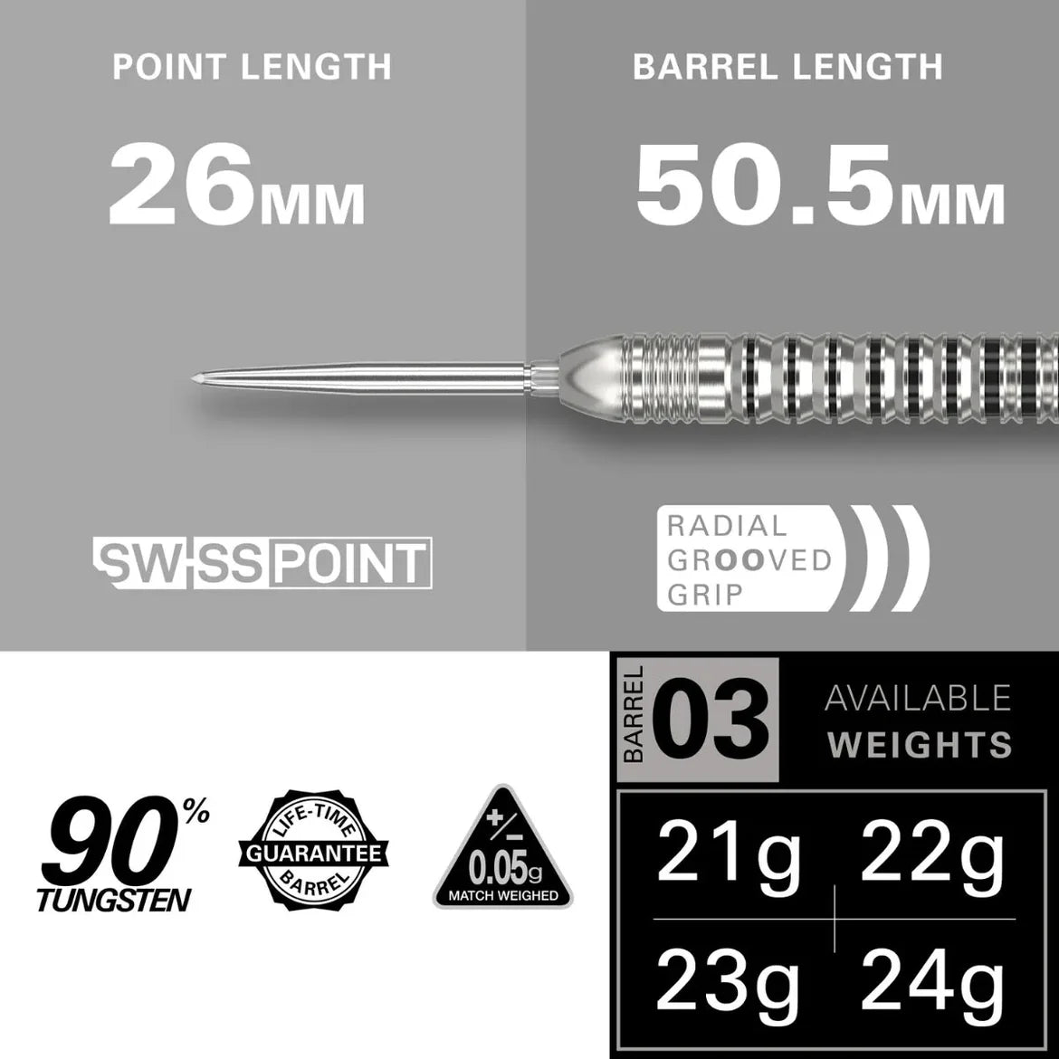 Target Darts Exo 03 90% Tungsten SP Steel Tip Darts