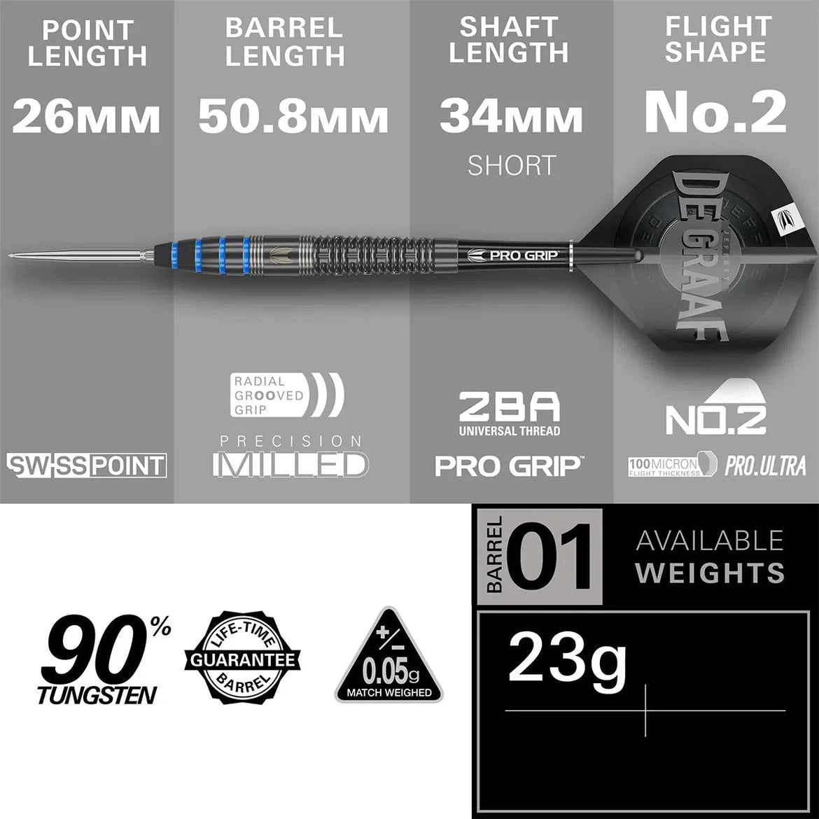 Target Darts Jeffrey De Graaf SP 90% Tungsten Steel Tip Darts