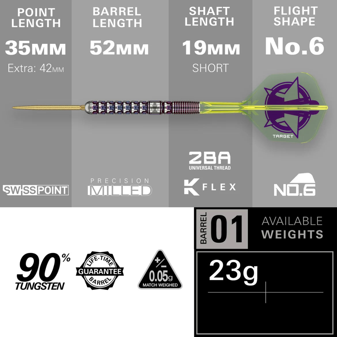 Target Darts Luke Littler World Champion Edition 90% Tungsten SP Steel Tip Darts