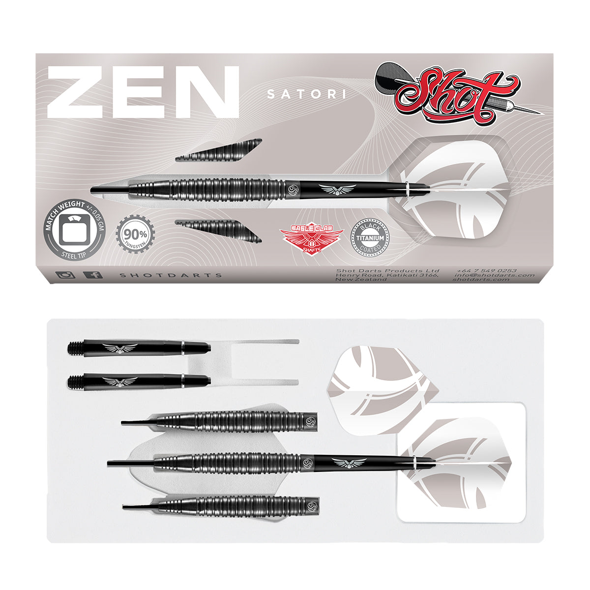 Shot Zen Series Satori 90% Tungsten Steel Tip Darts