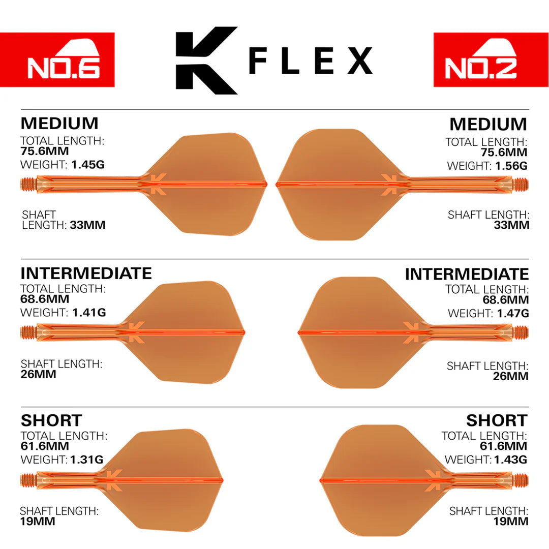 Target Darts K-Flex Flight System No2 - Neon Orange