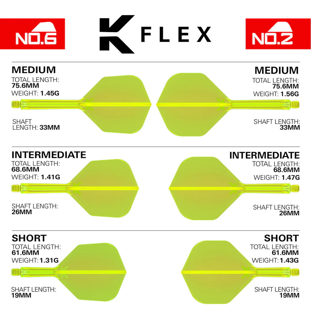 Target Darts K-Flex Flight System No2 - Neon Yellow