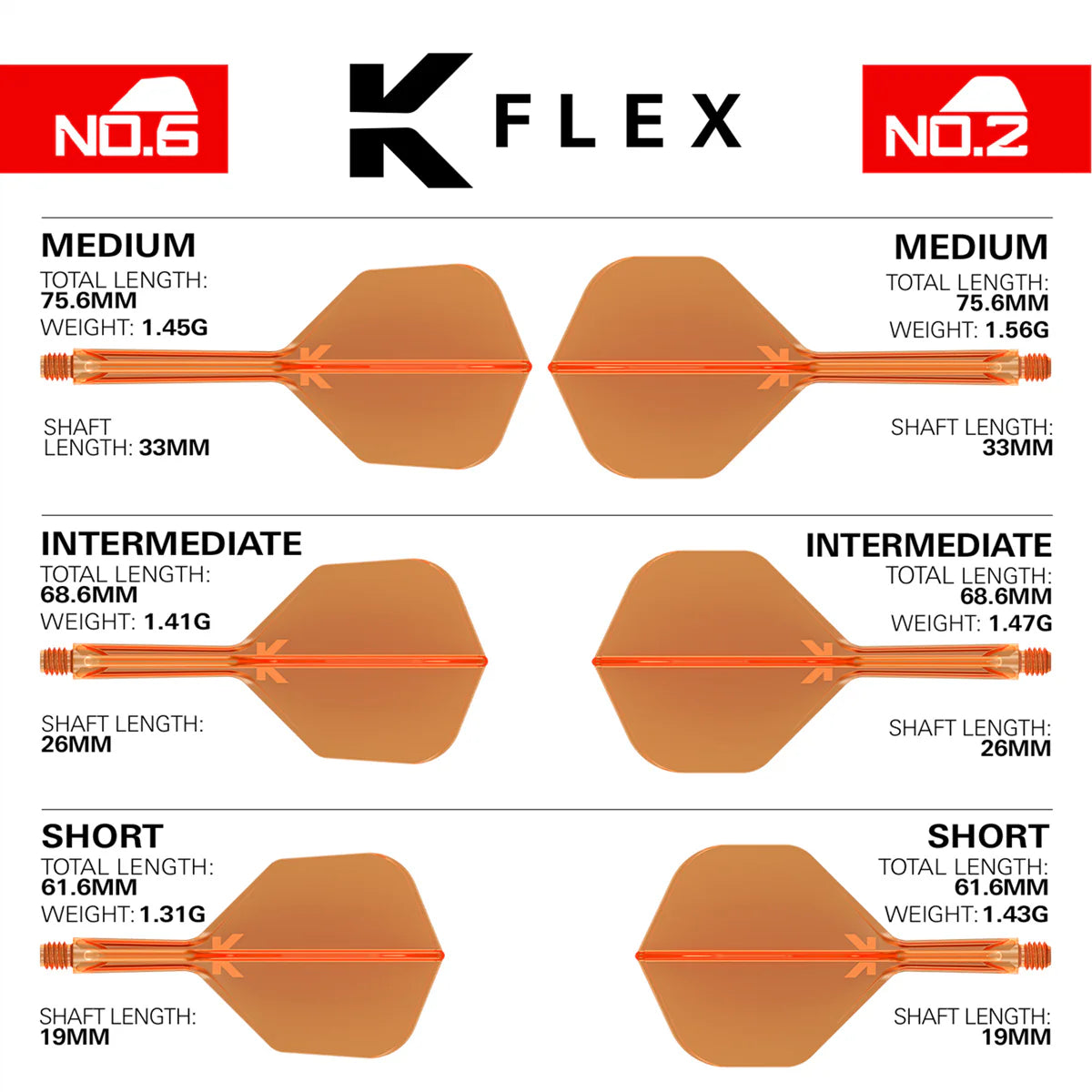Target Darts K-Flex Flight System No6 - Neon Orange