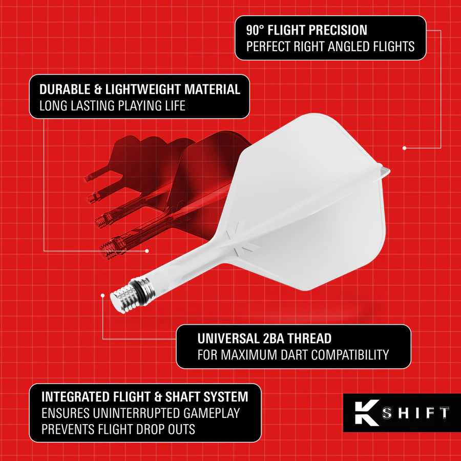 Target K-Shift White No6 Spinning Integrated Flights & Shafts