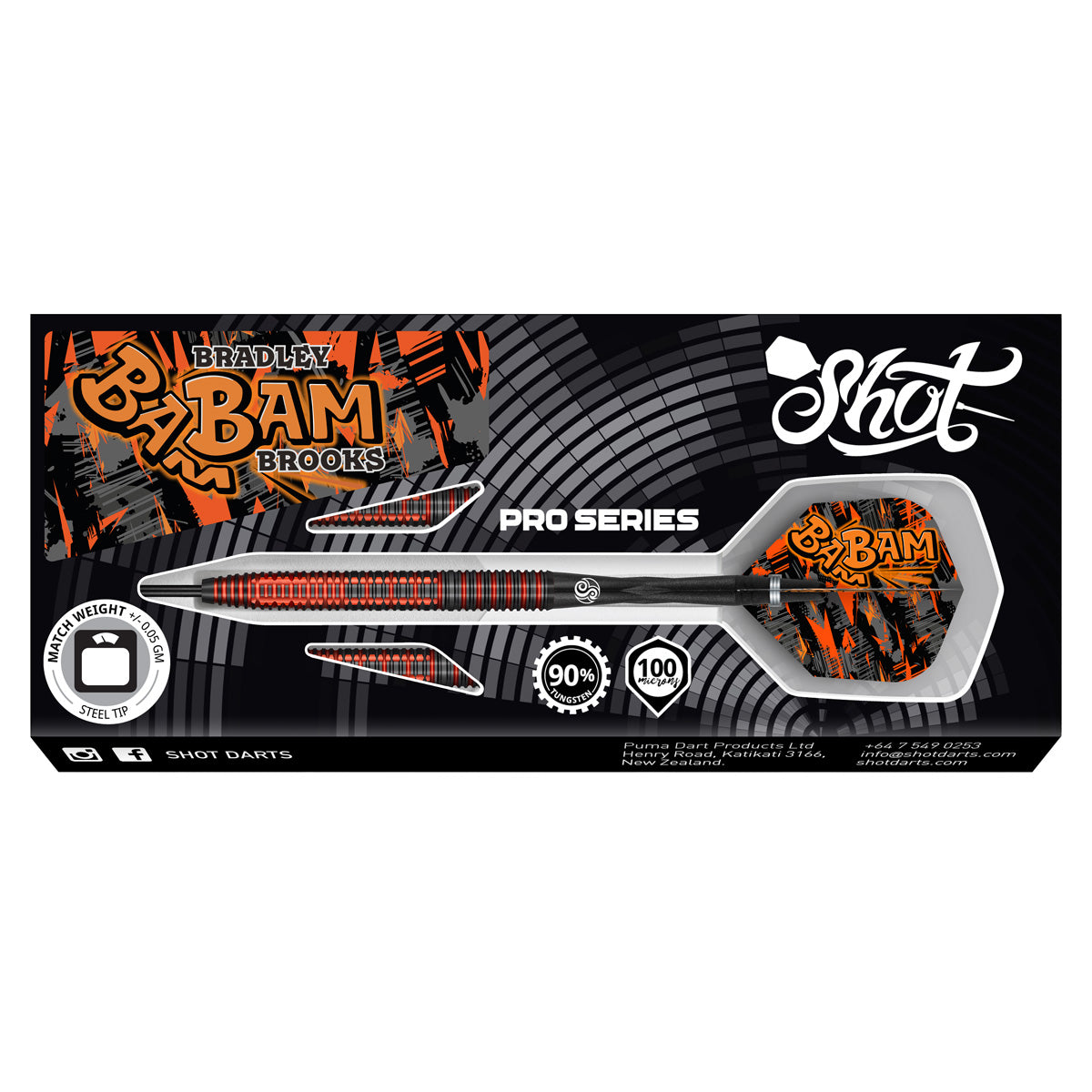 Shot Pro Series Bradley Brooks 90% Tungsten Steel Tip Darts