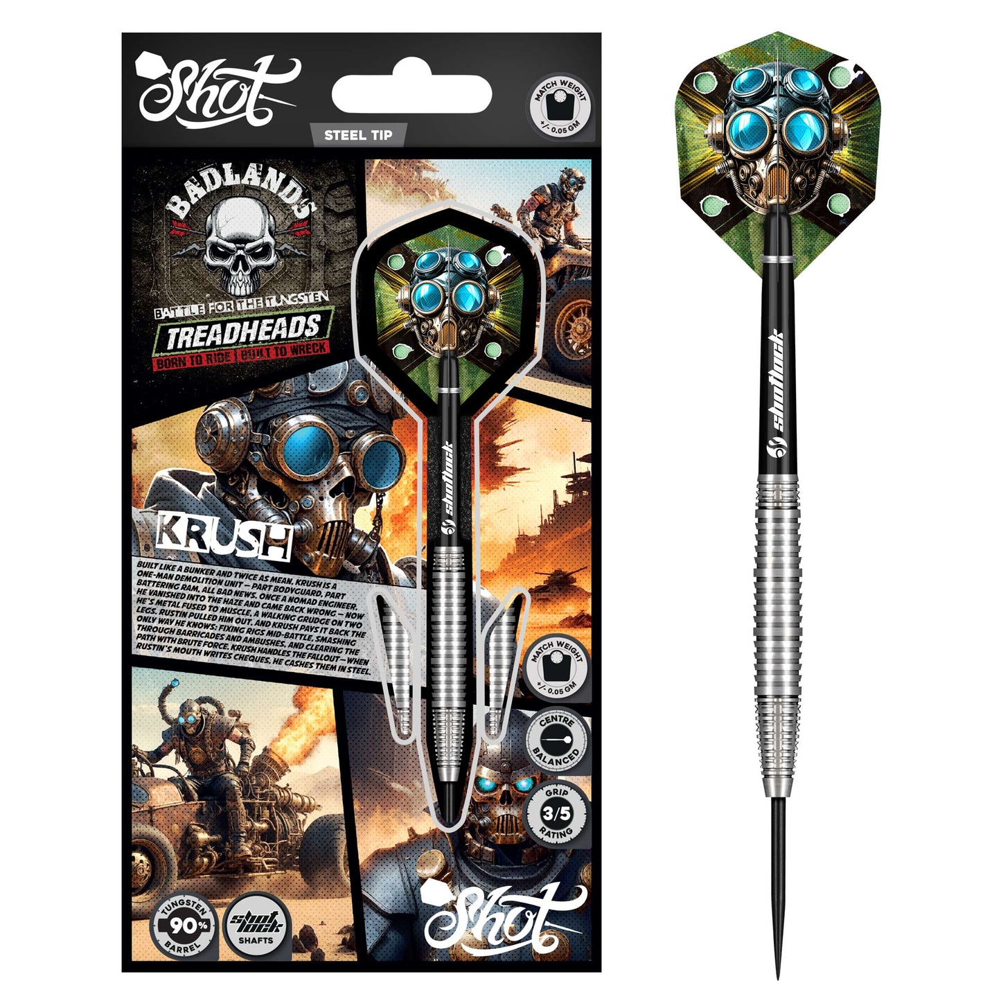 Shot Darts Badlands Krush Steel Tip Darts 90% Tungsten