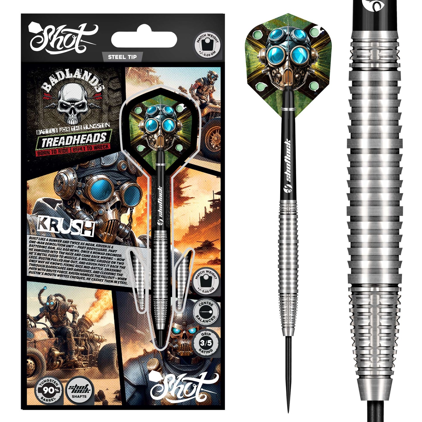 Shot Darts Badlands Krush Steel Tip Darts 90% Tungsten