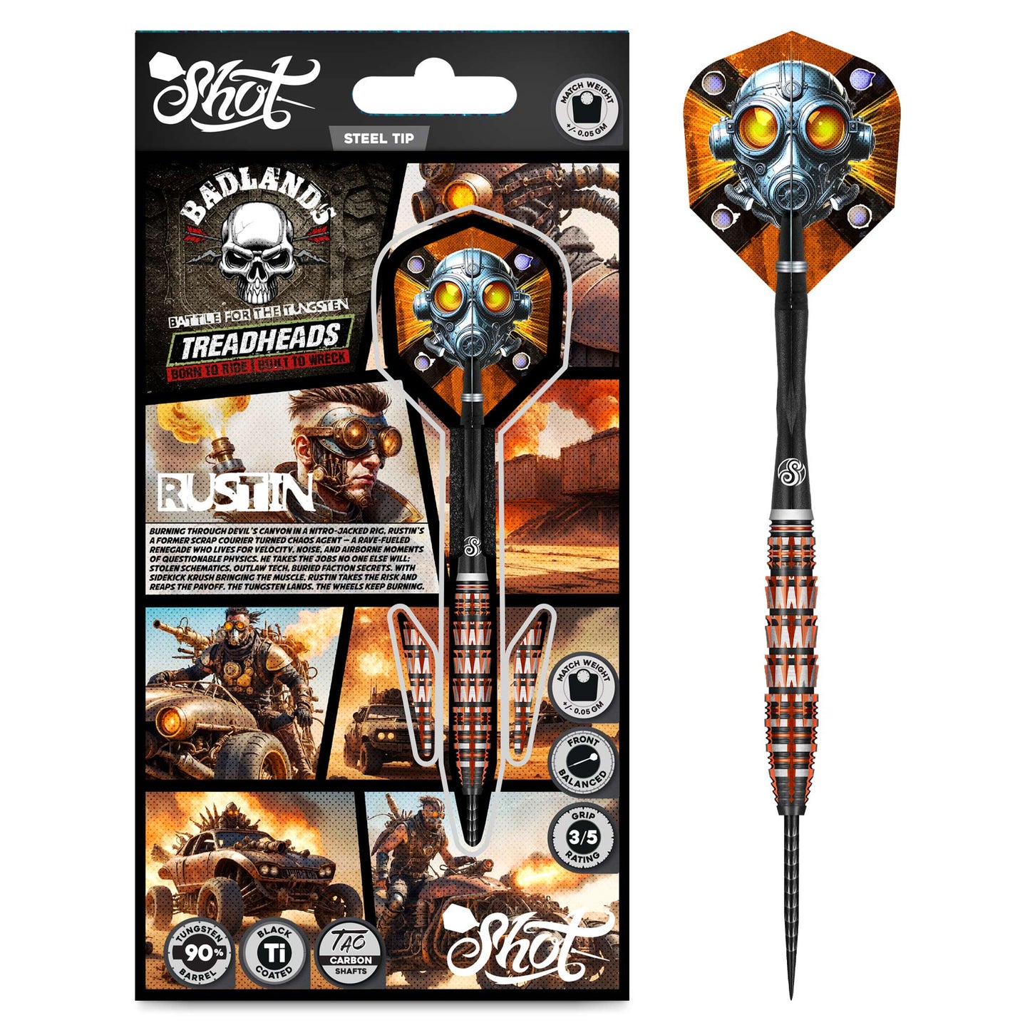 Shot Darts Badlands Rustin Steel Tip Darts 90% Tungsten