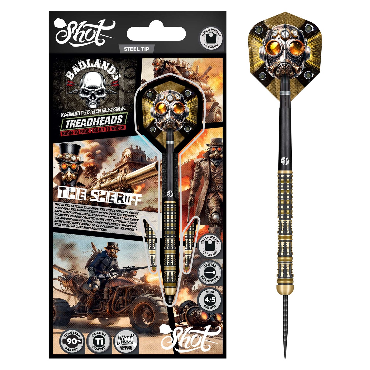 Shot Darts Badlands The Sheriff Steel Tip Darts 90% Tungsten
