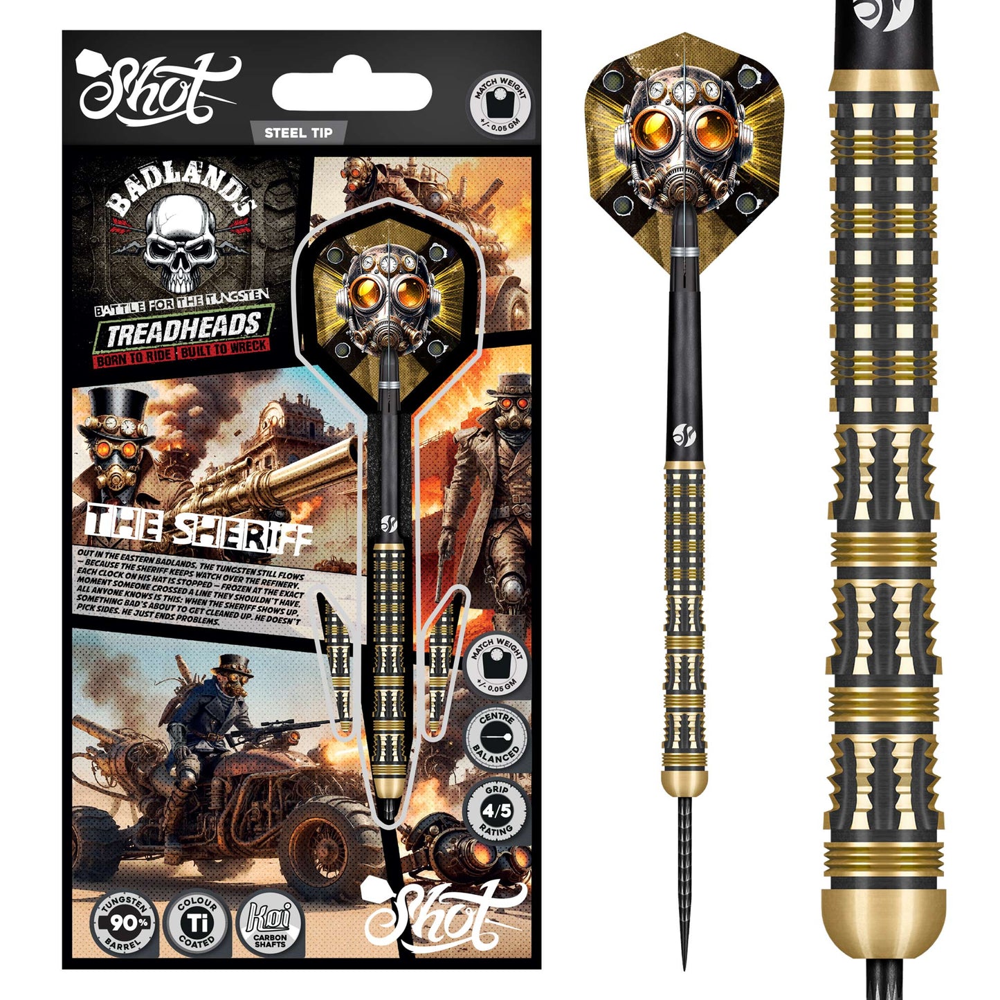 Shot Darts Badlands The Sheriff Steel Tip Darts 90% Tungsten
