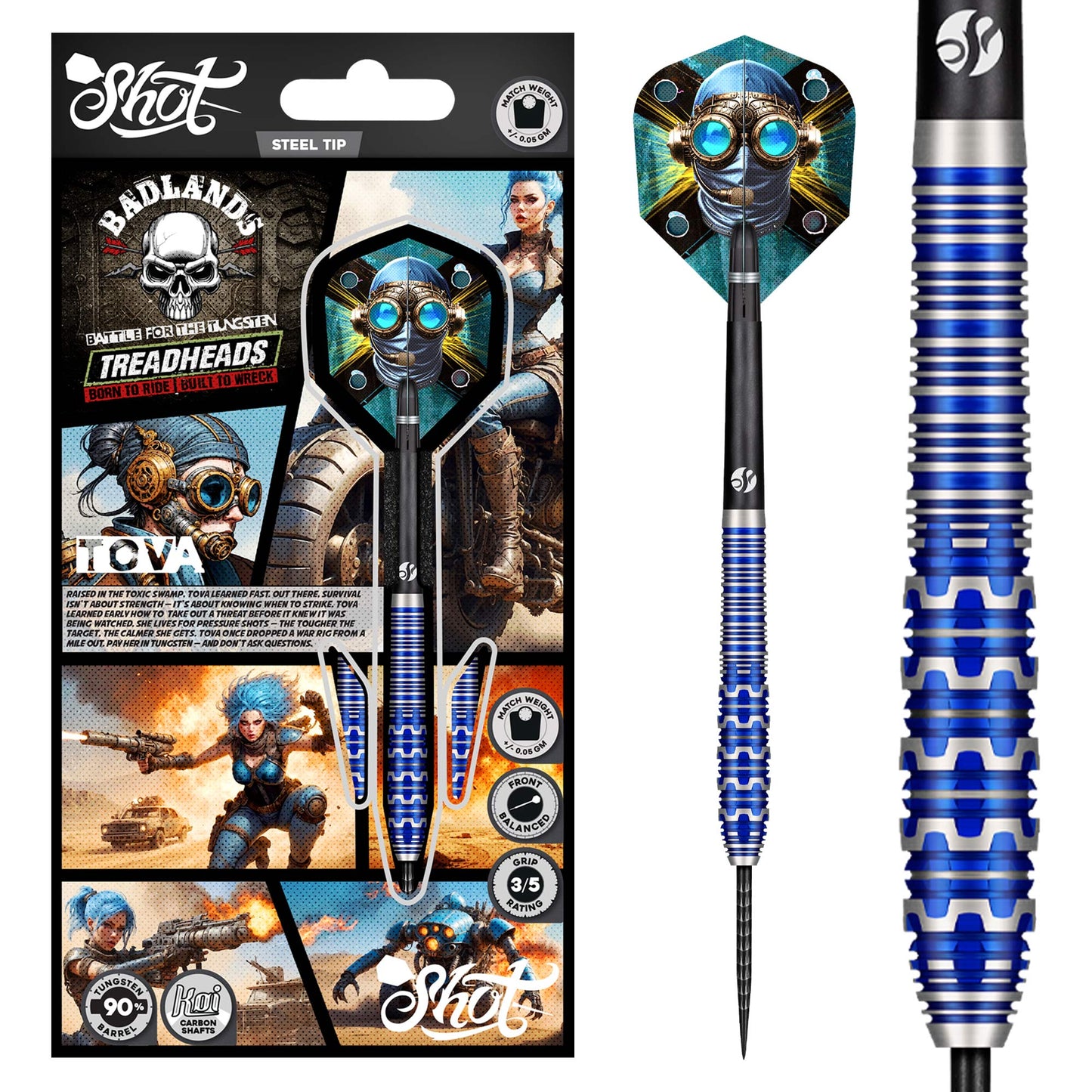 Shot Darts Badlands Tova Steel Tip Darts 90% Tungsten