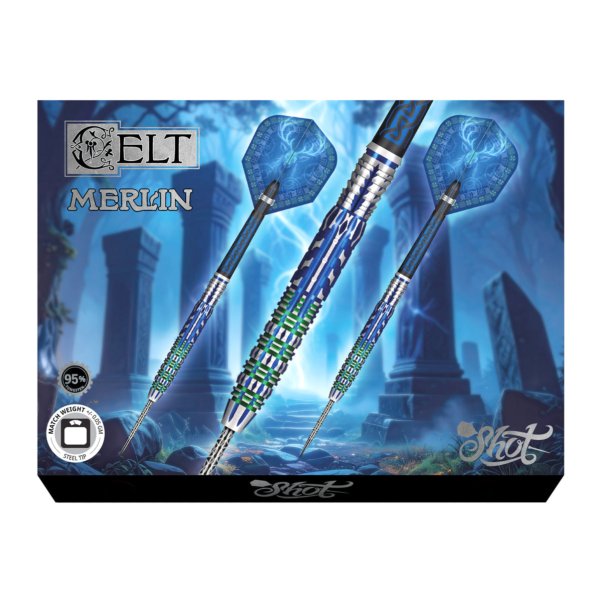 Shot Darts Celt Merlin Steel Tip Darts 95% Tungsten