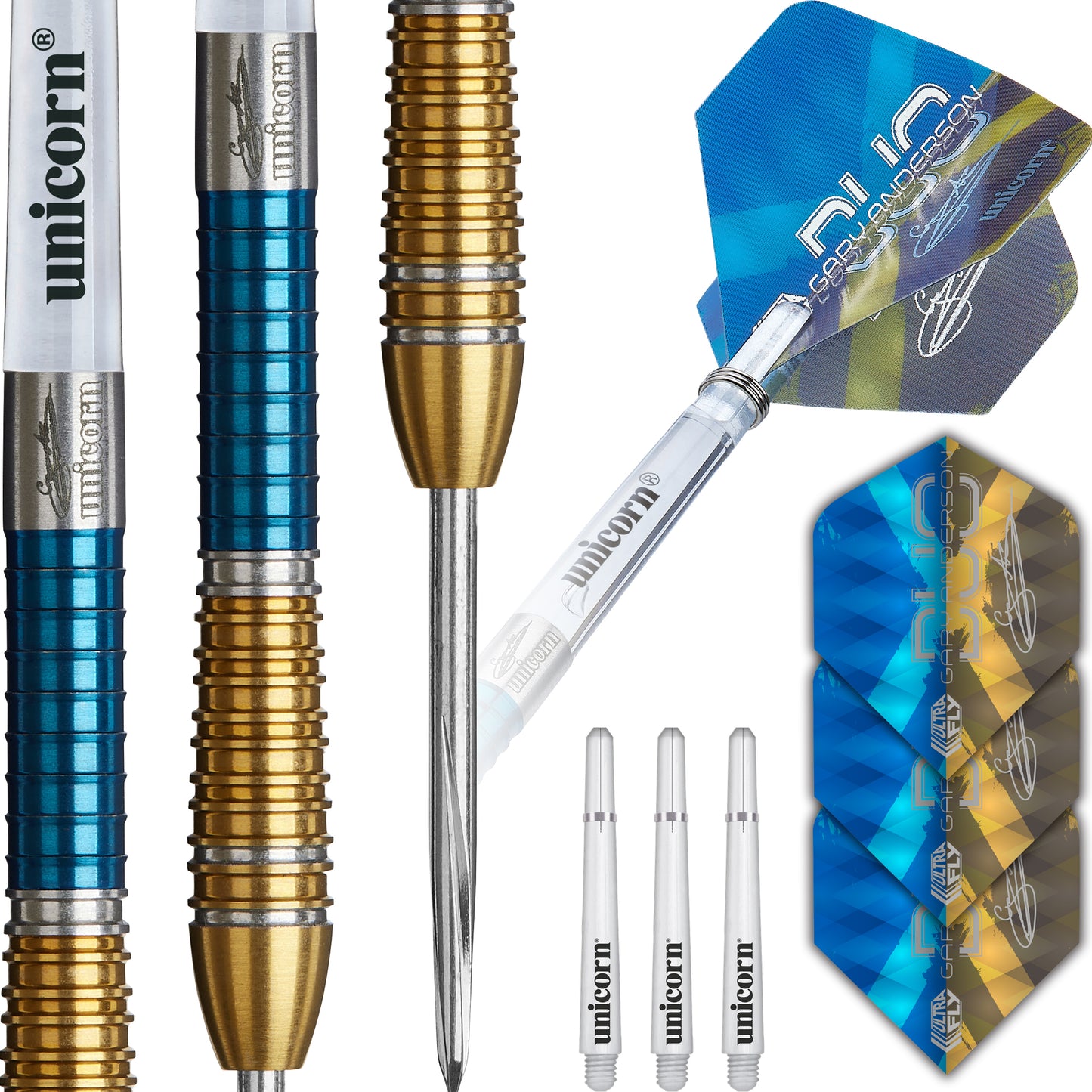 Unicorn Gary Anderson Phase 6 Duo 90% Tungsten Steel Tip Darts