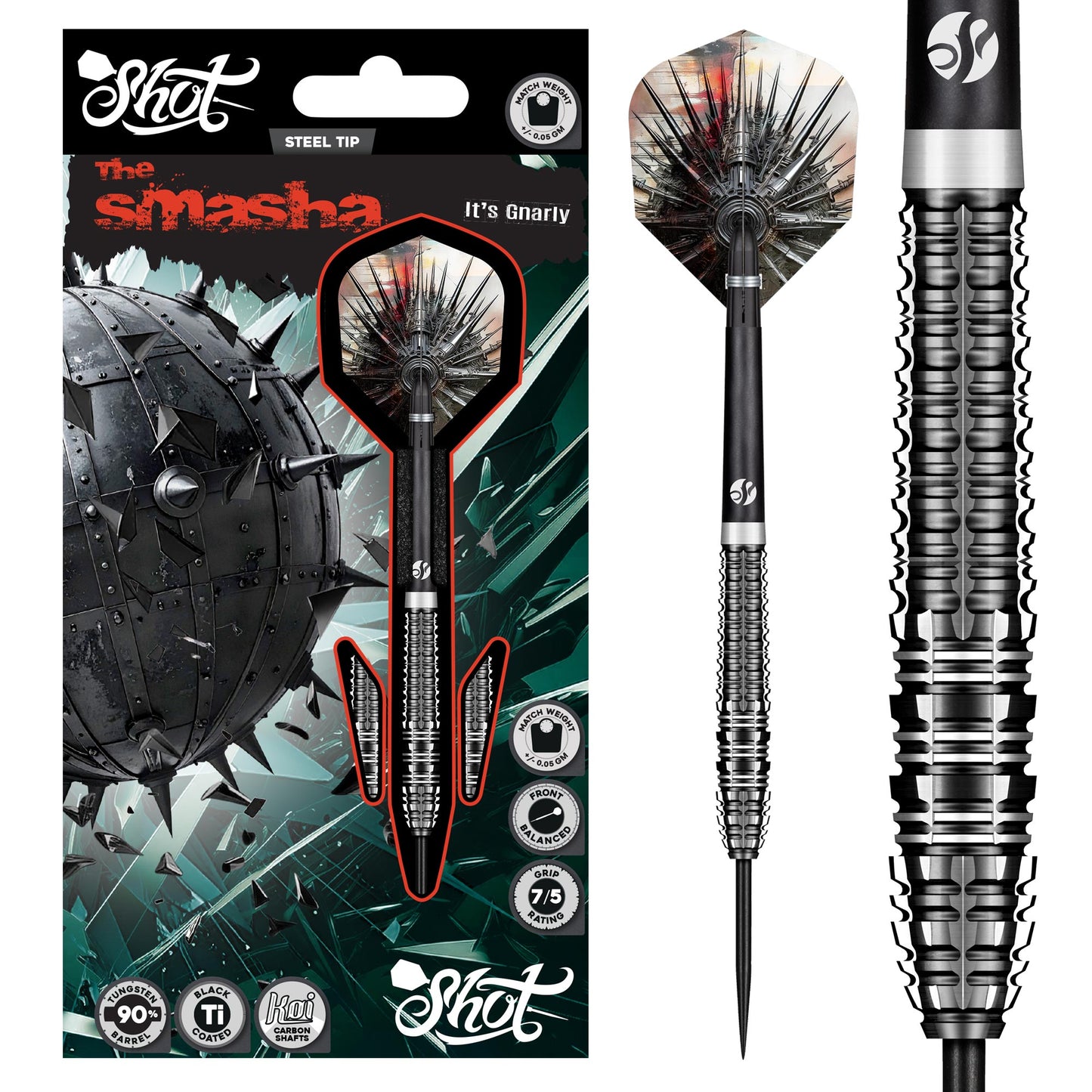 Shot Darts Gnarly Smasha Steel Tip Darts 90% Tungsten