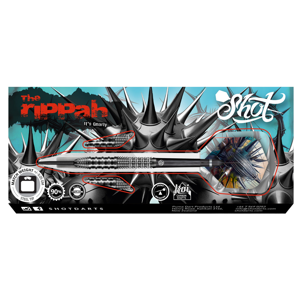 Shot Gnarly Rippah 90% Tungsten Steel Tip Darts