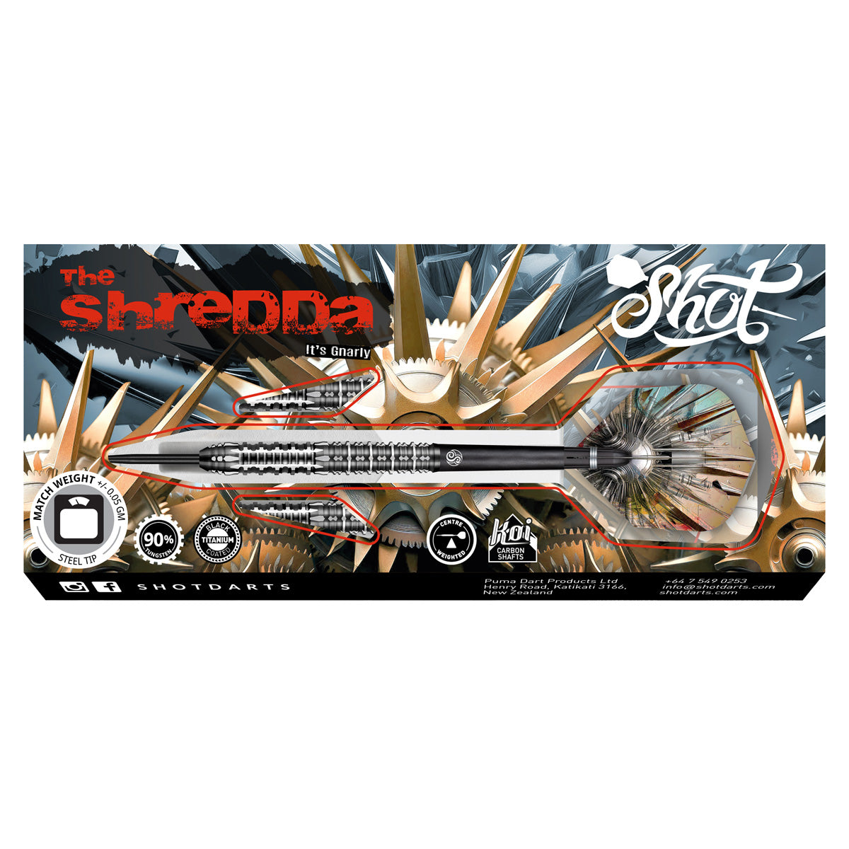 Shot Gnarly Shredda 90% Tungsten Steel Tip Darts