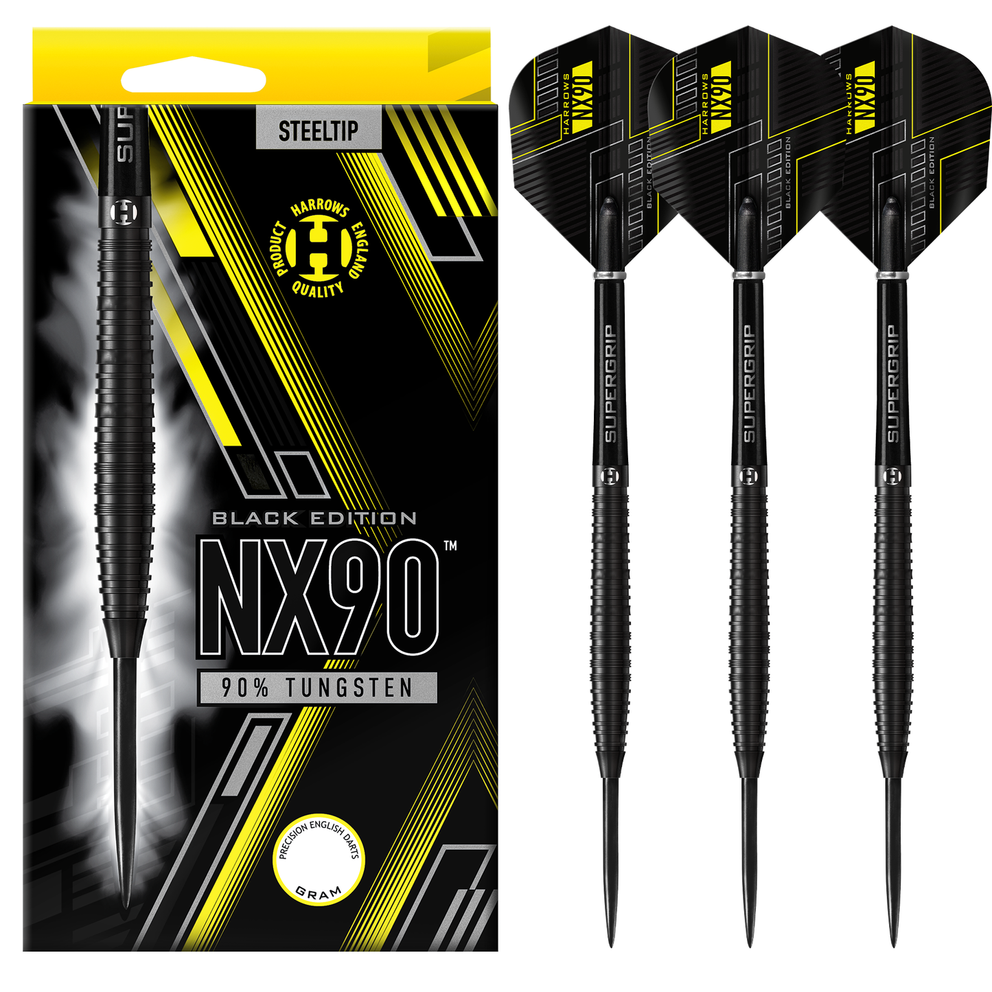 Harrows NX90 Black 90% Tungsten Steel Tip Darts