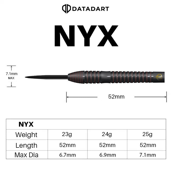 Datadart Nyx 90% Tungsten Steel Tip Darts