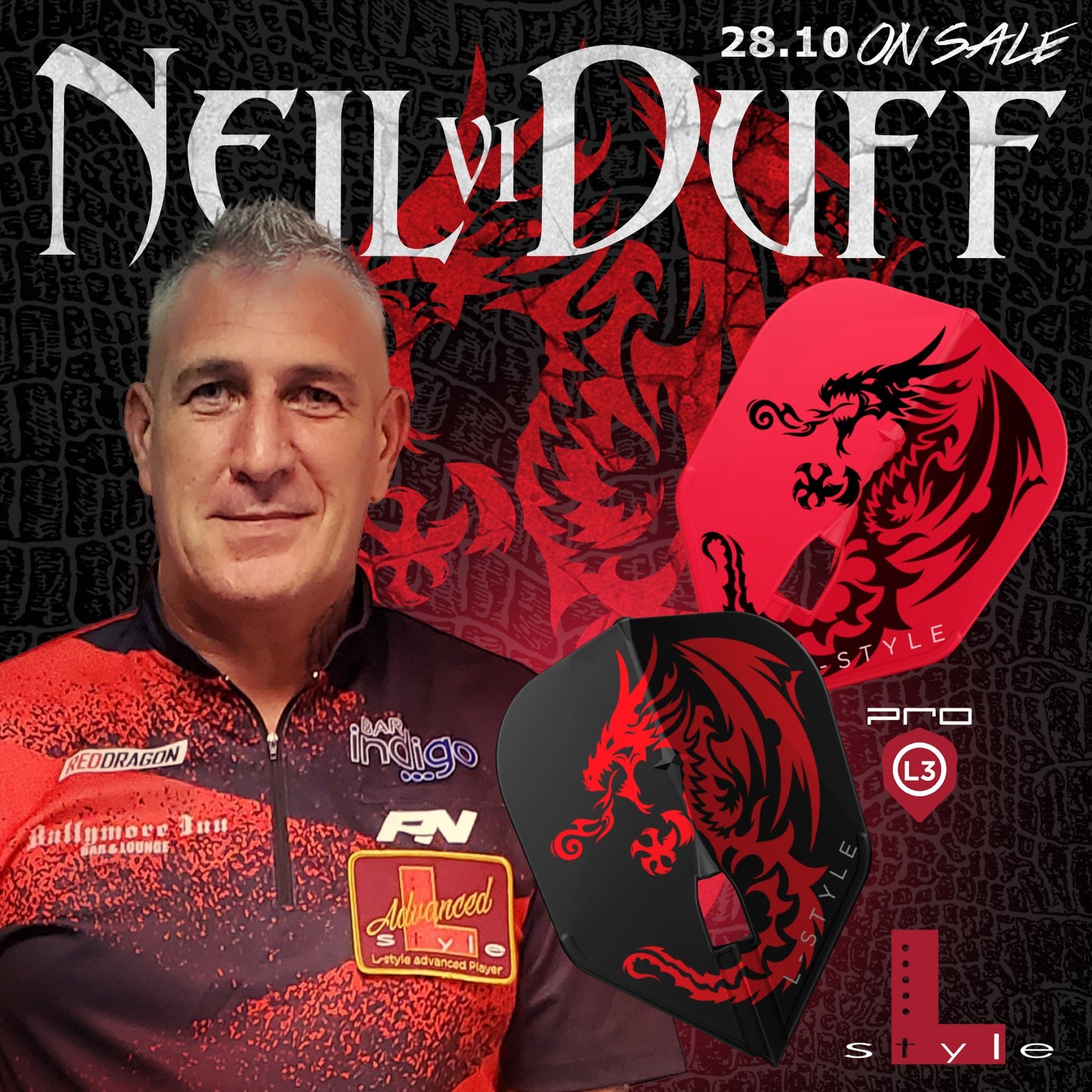 L-Style L3 PRO (No6) Neil Duff v1 Small Standard Flights - Red