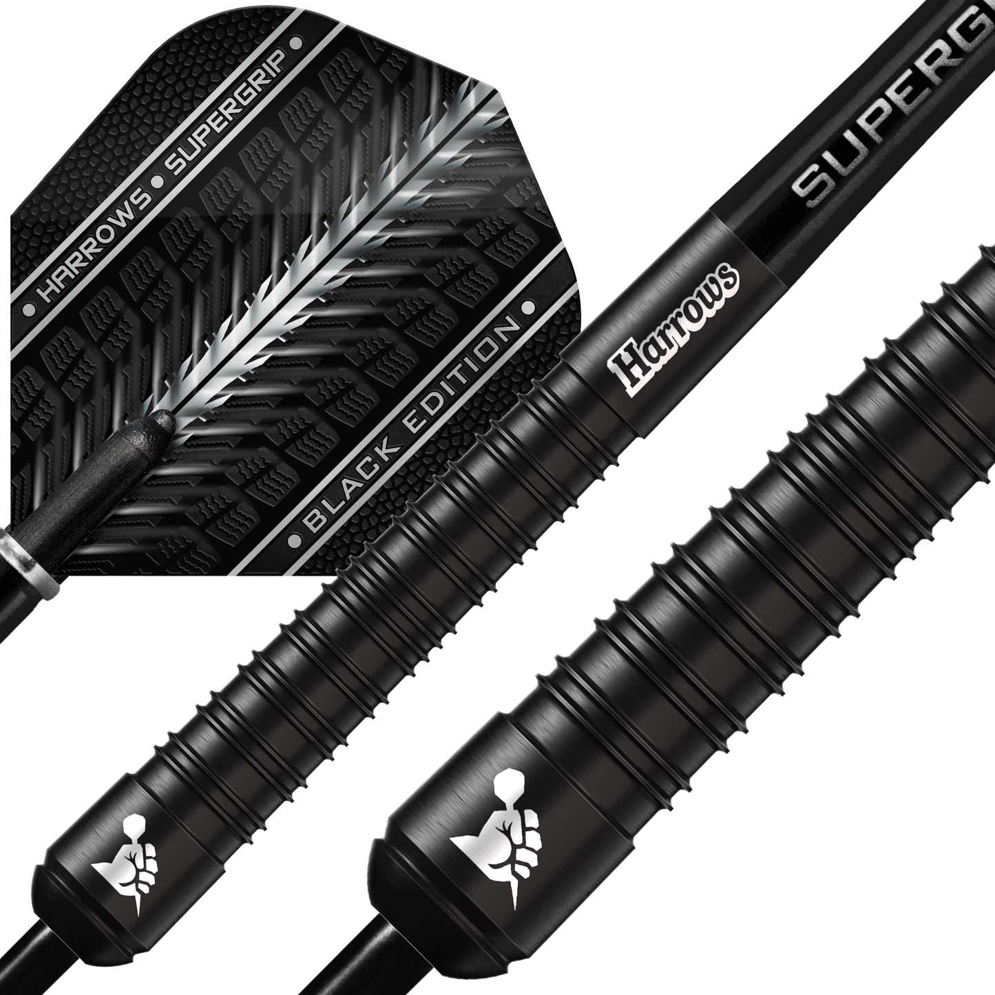 Harrows Supergrip Black 90% Tungsten Steel Tip Darts