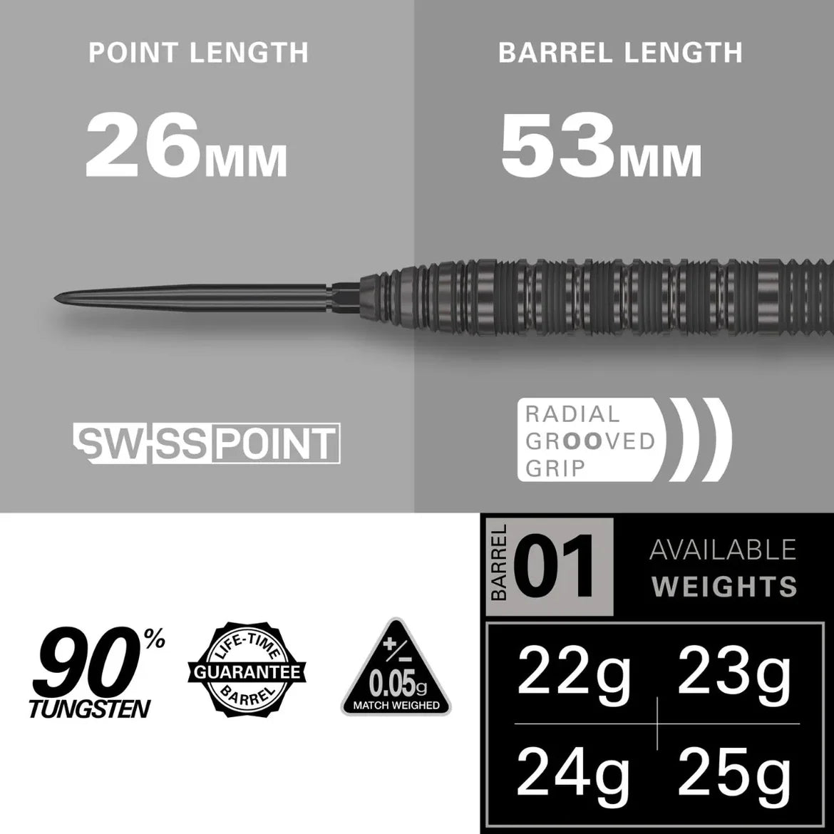 Target Darts Bolide Void 01 90% Tungsten SP Steel Tip Darts