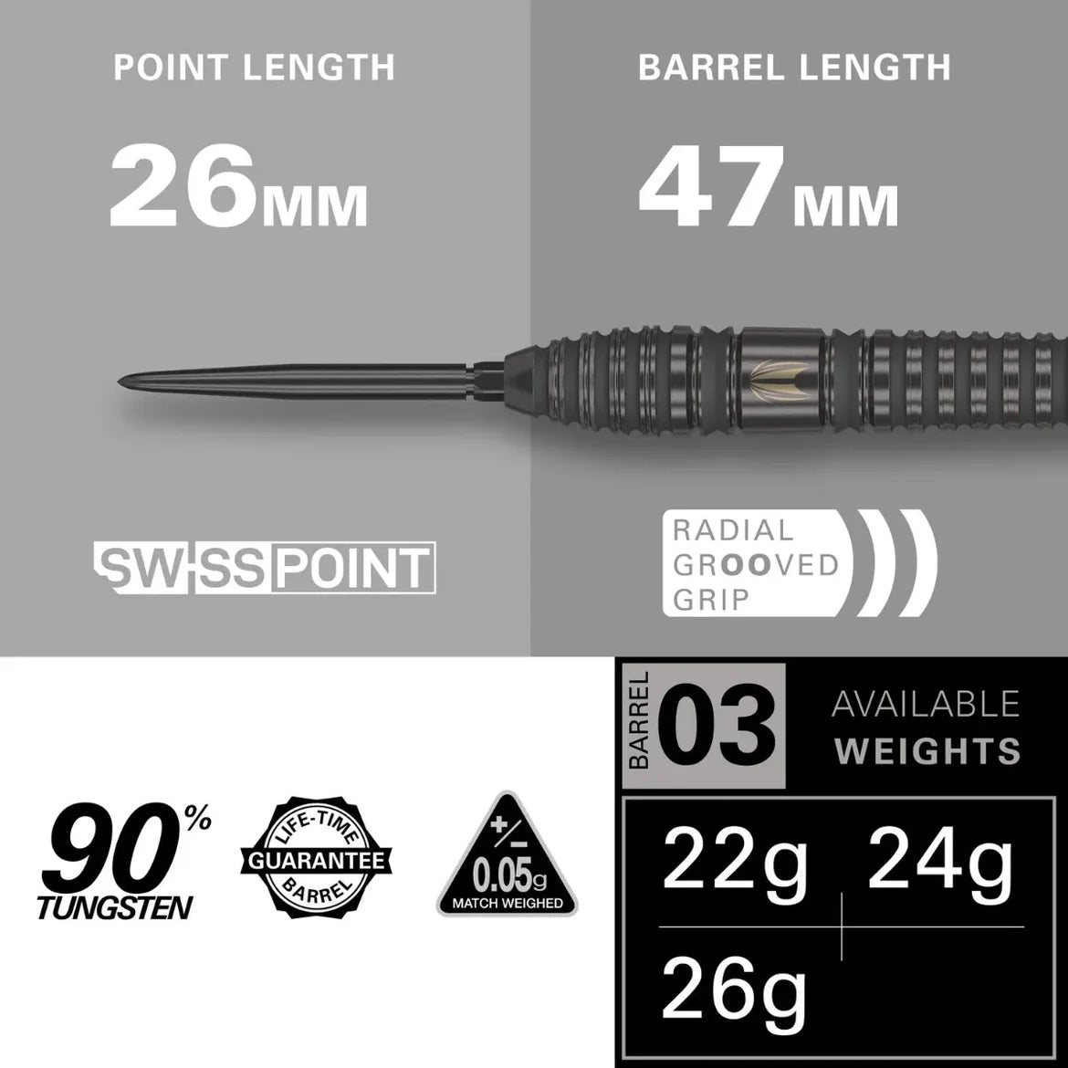 Target Darts Bolide Void 03 90% Tungsten SP Steel Tip Darts