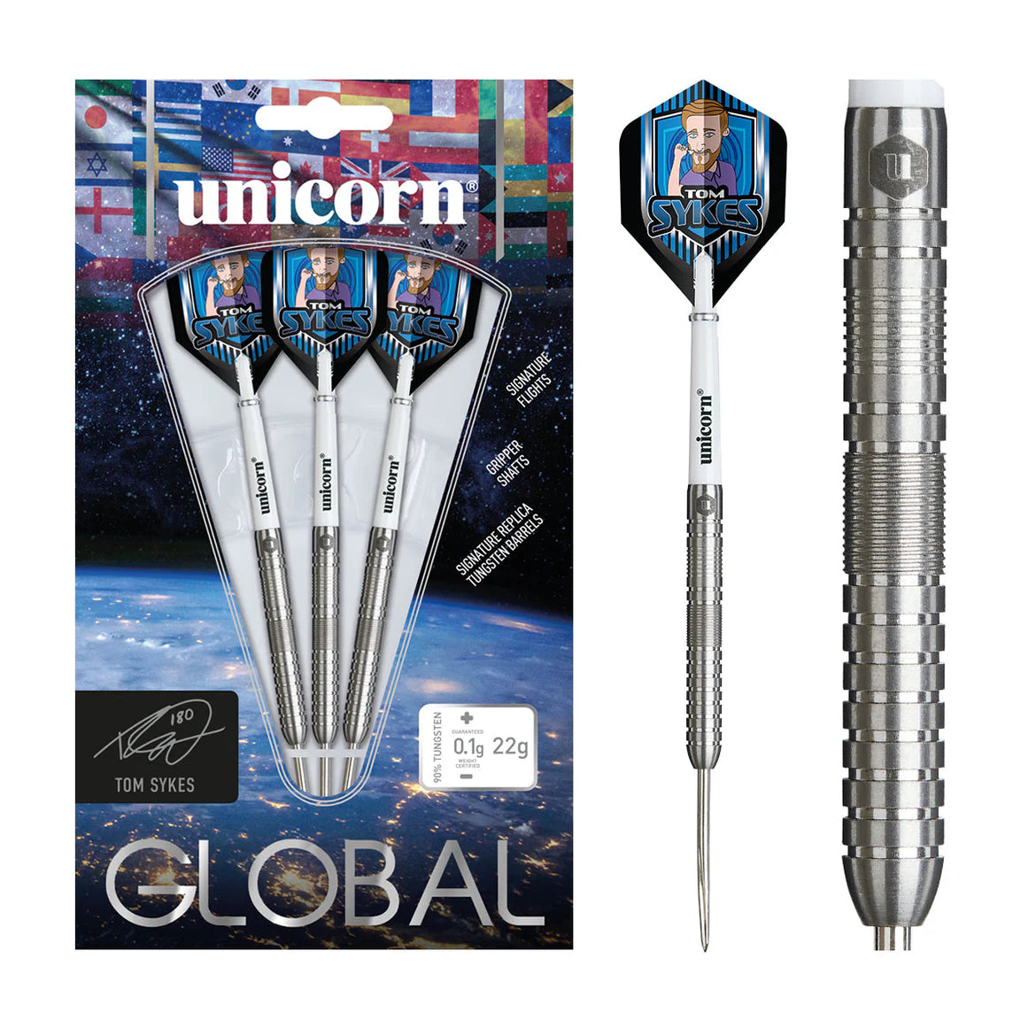 Unicorn Tom Sykes Global 90% Tungsten Steel Tip Darts