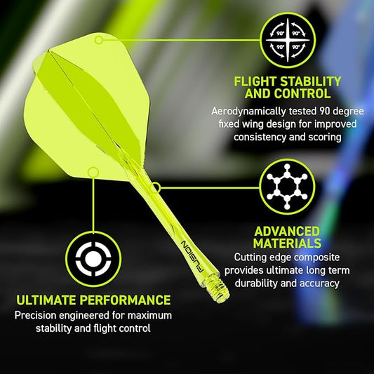 Winmau Fusion Integrated Flight System - Fluorescent Yellow