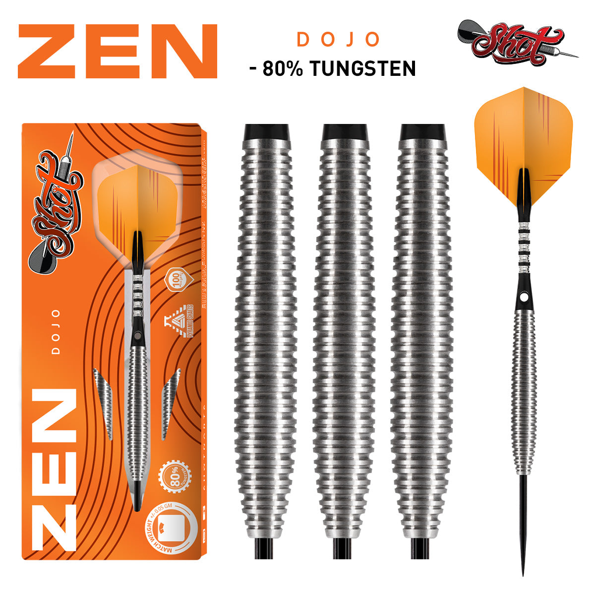 Shot Zen Series Dojo 80% Tungsten Steel Tip Darts