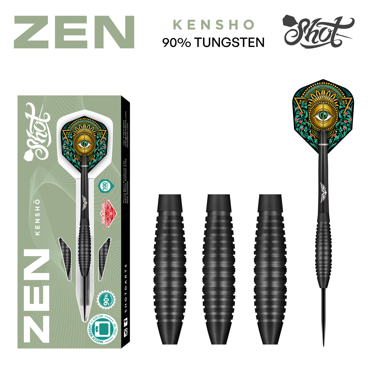 Shot Zen Series Kensho 90% Tungsten Steel Tip Darts