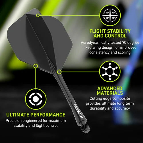 Winmau Fusion Integrated Flight System - Solid Black